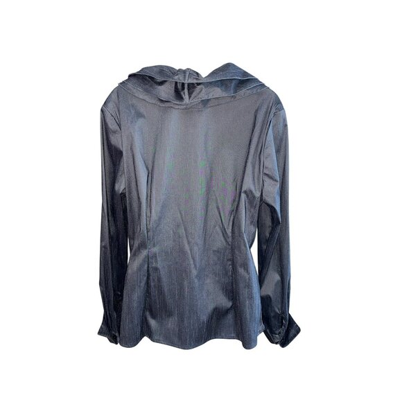 Samuel Dong Ruffled Long Sleeve Sparkling Metallic Runway Jacket L Grey - Picture 6 of 8